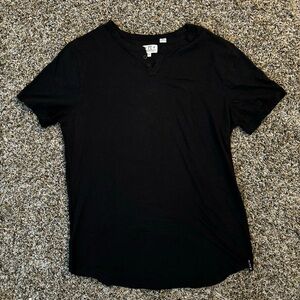 Black Short Sleeve Henley Shirt